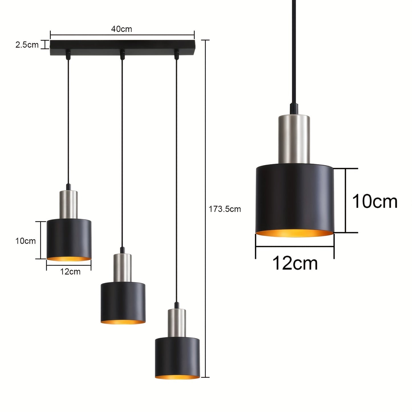 Edgy Metal Pendant Lighting | Black Gold Ceiling Lamp