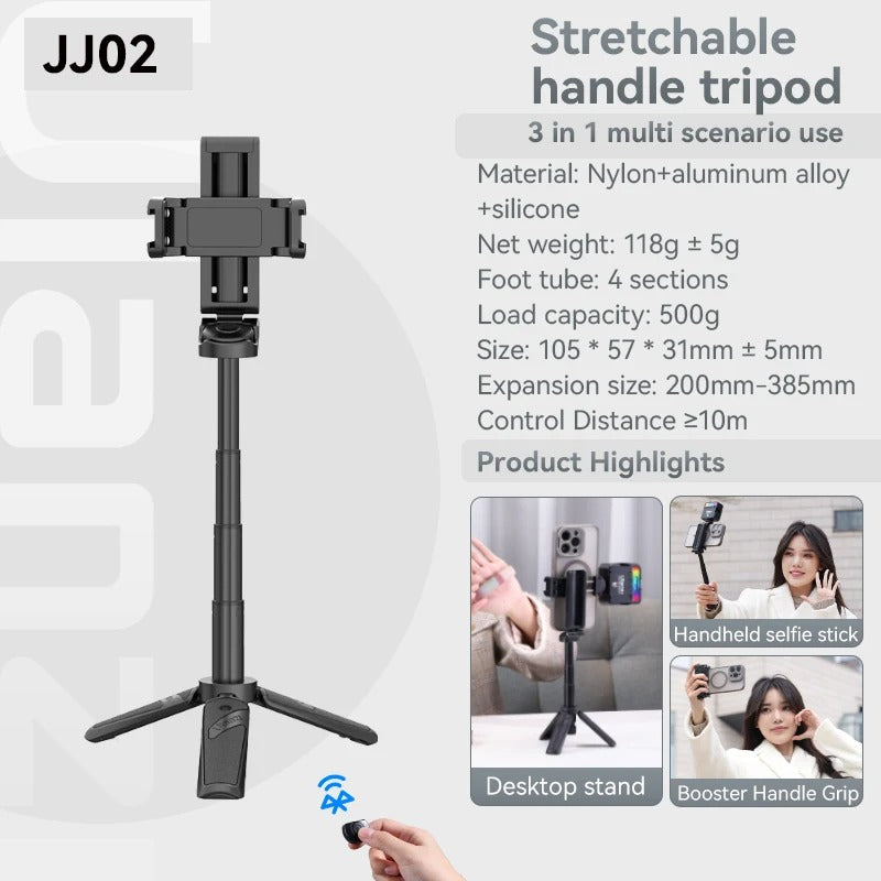 Portable Bluetooth Selfie Stick with 360 Rotation Holder