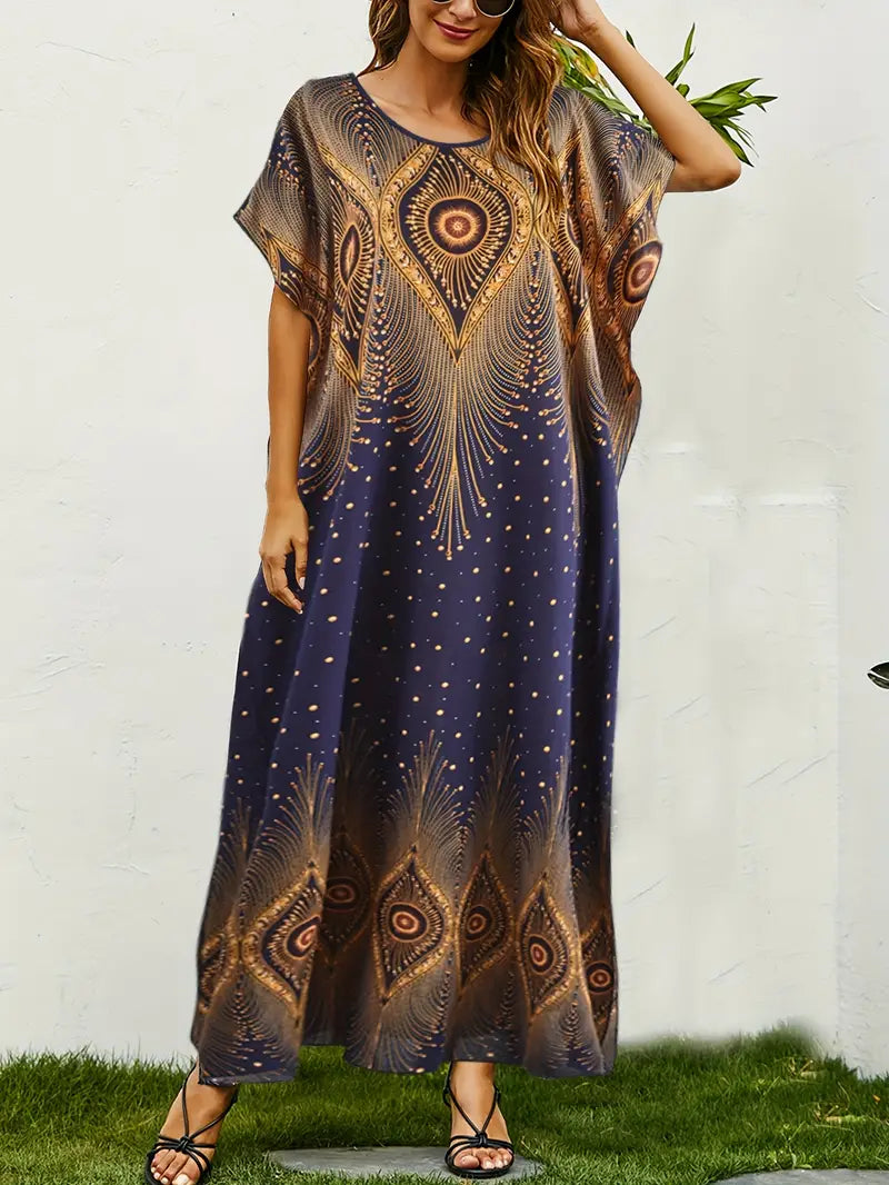 Comfortable Womens Sundress with Round Neckline - VogeLuxe