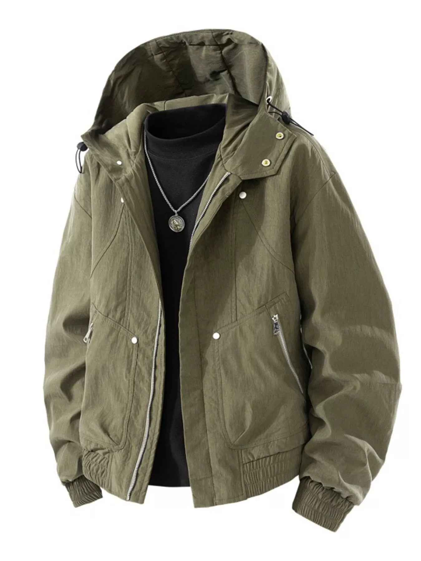 Men's Large Waterproof Hooded Wind Jacket
