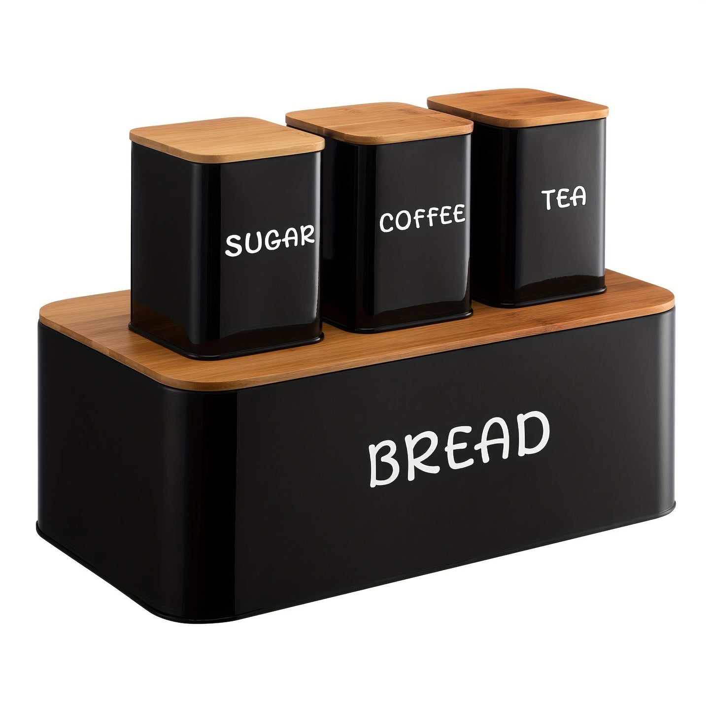 Natural Bamboo Kitchen Canister Set with Lids