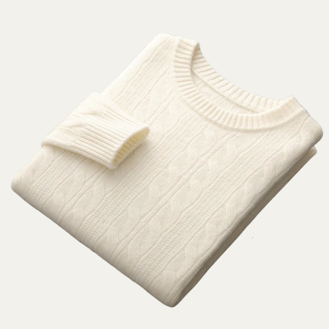 VogeLuxe | Men’s Classic Cable-Knit Crewneck Sweater