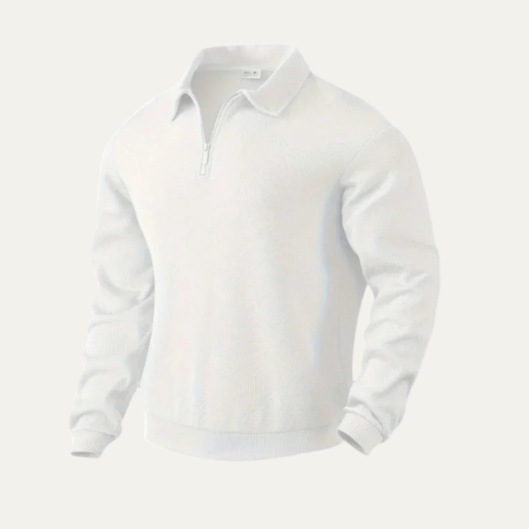 VogeLuxe | Men’s Textured Quarter Zip Polo Sweater