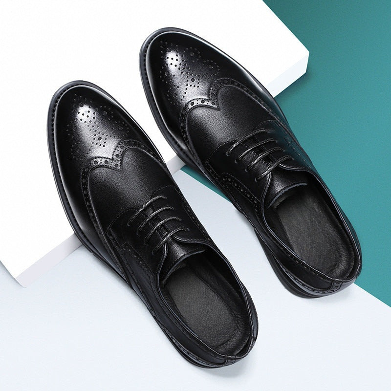 Men's Classic Leather Wingtip Shoes with Cushioned Insoles