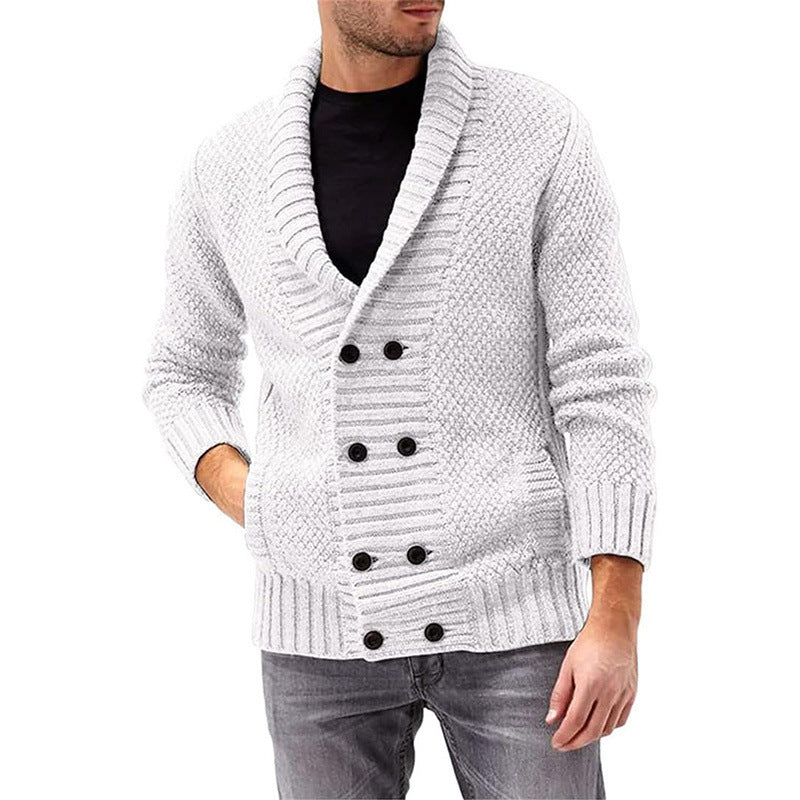 Warm Mens Cable Knit Sweater with Pockets
