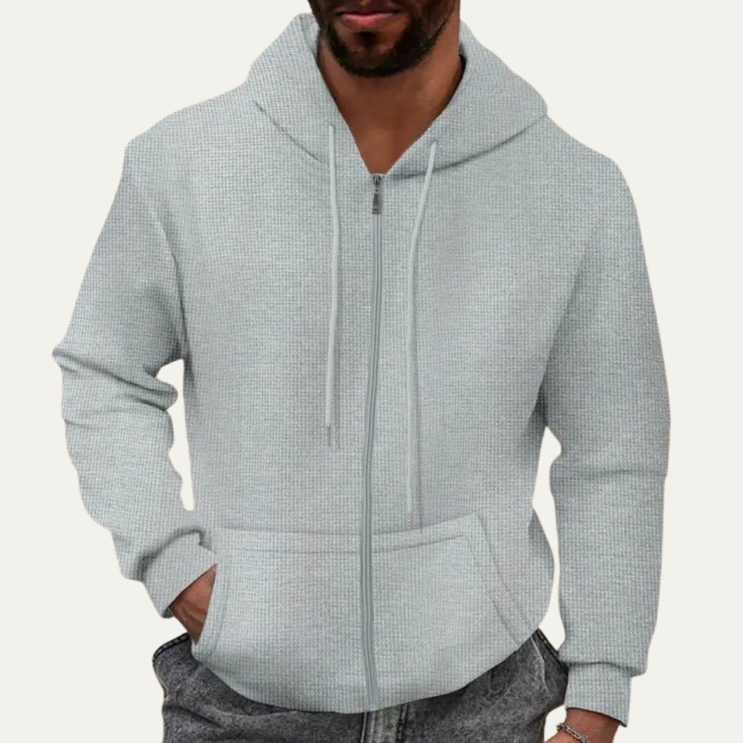 VogeLuxe | Men’s Waffle Knit Full Zip Hoodie