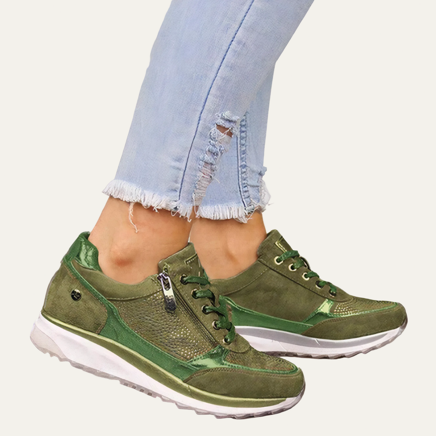 VogeLuxe | Women’s Suede Look Wedge Sneaker with Mixed Textures
