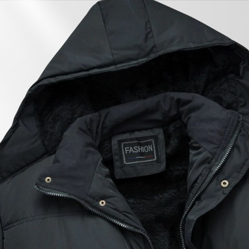 VogeLuxe | Men’s Structured Padded Puffer Jacket with Detachable Hood