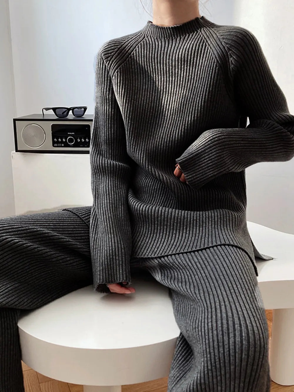 Soft Crew Neck Sweat Suit 2 Piece Outfit