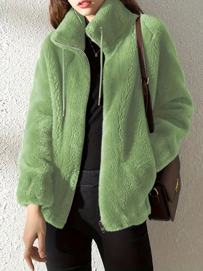 Luxury Faux Fur Ladies Zip Up Jacket