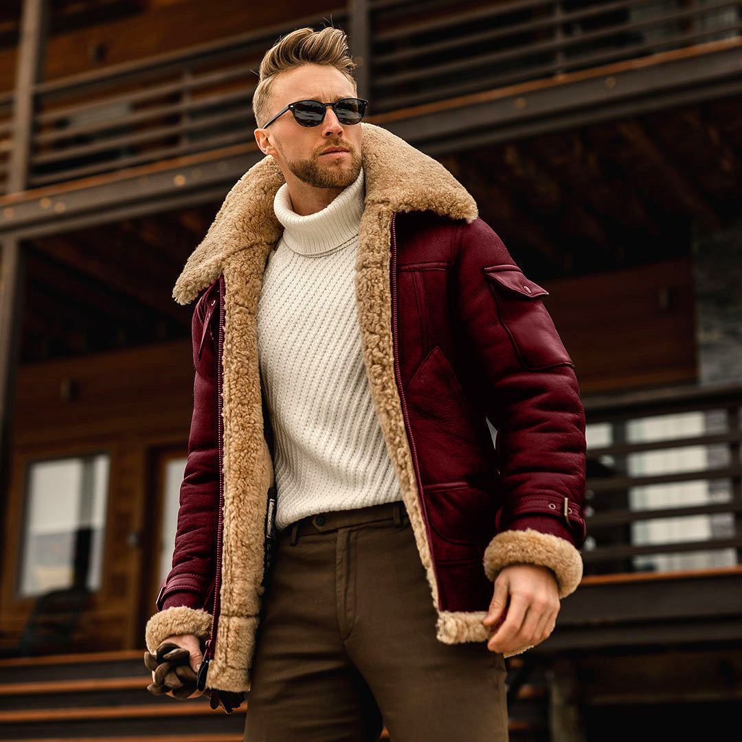 Luxury Men's Sheepskin Pilot Jacket