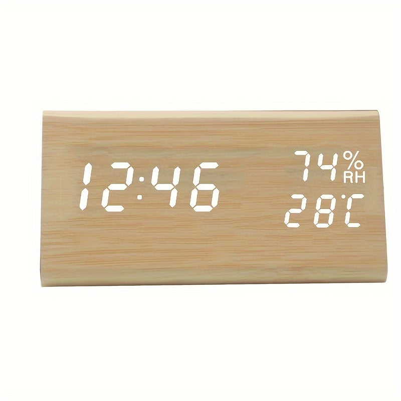 Smart Wood LED Clock with Temperature and Humidity