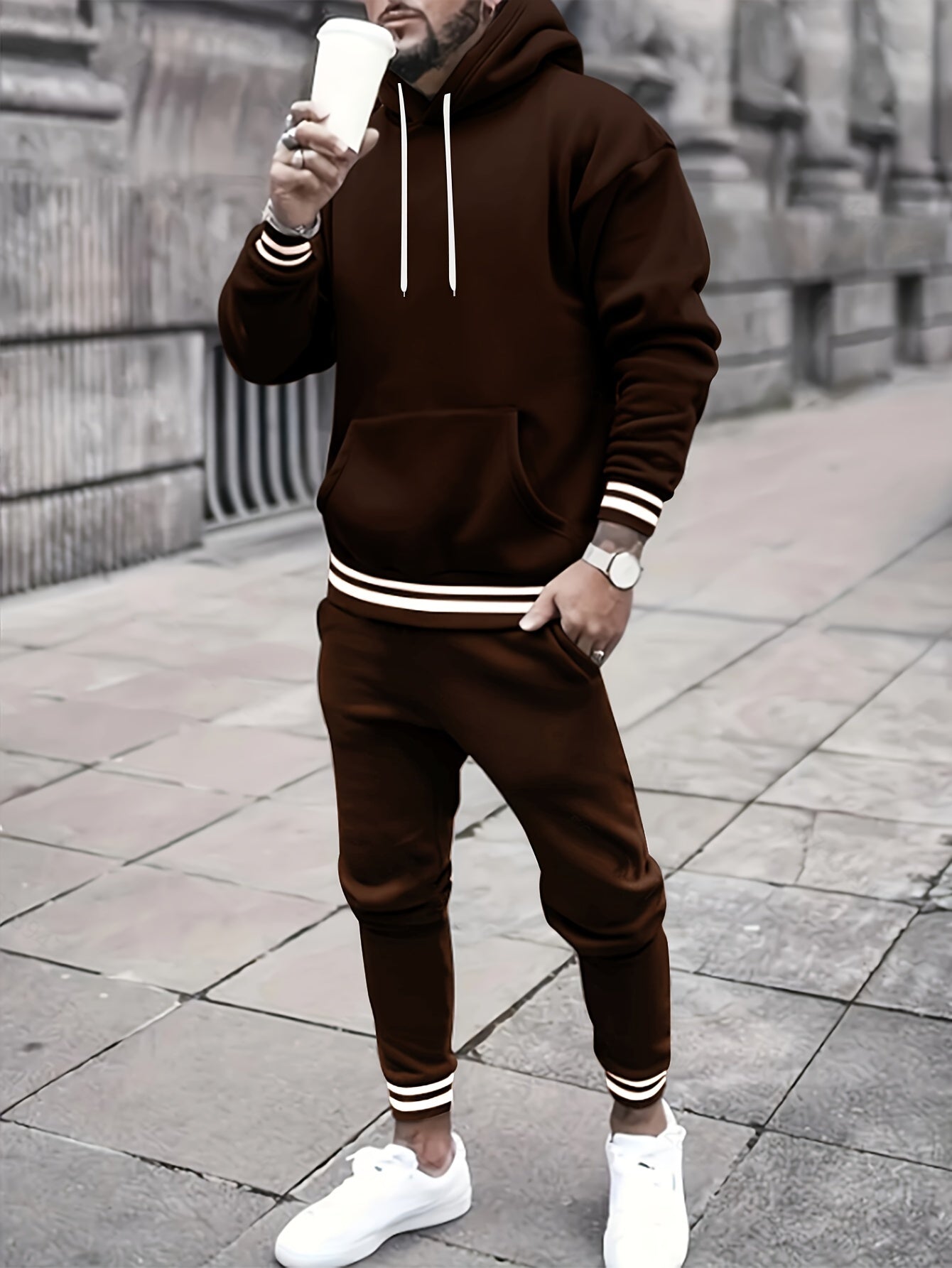 Relaxed Fit Graphic Print Men's Track Suit