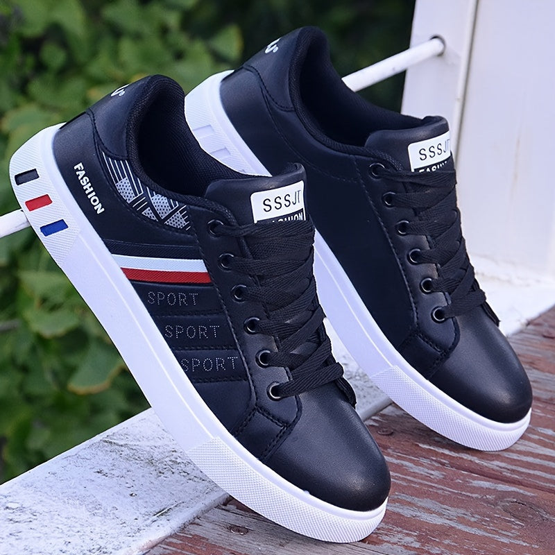 Casual Low-top Men's Sneakers with Colorful Stripe Detail
