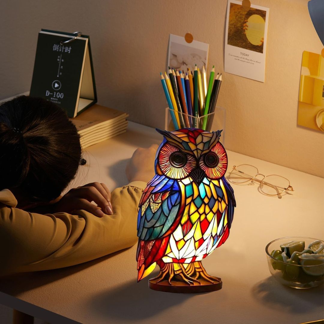 Colorful Owl Table Lamp Soft Night Light Decoration - VogeLuxe
