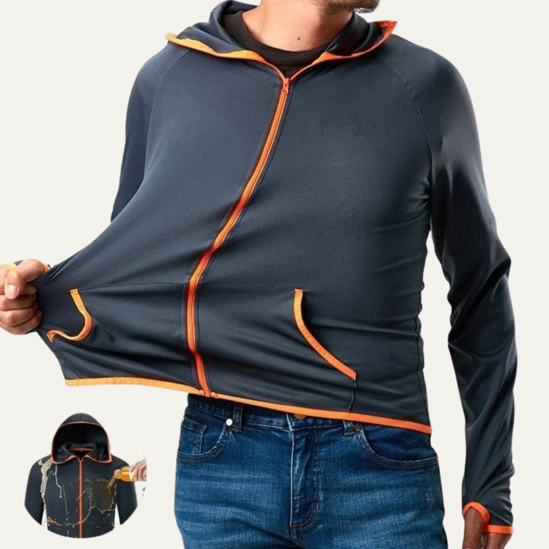 VogeLuxe | Men’s Stretch Trimmed Full Zip Hooded Athletic Jacket