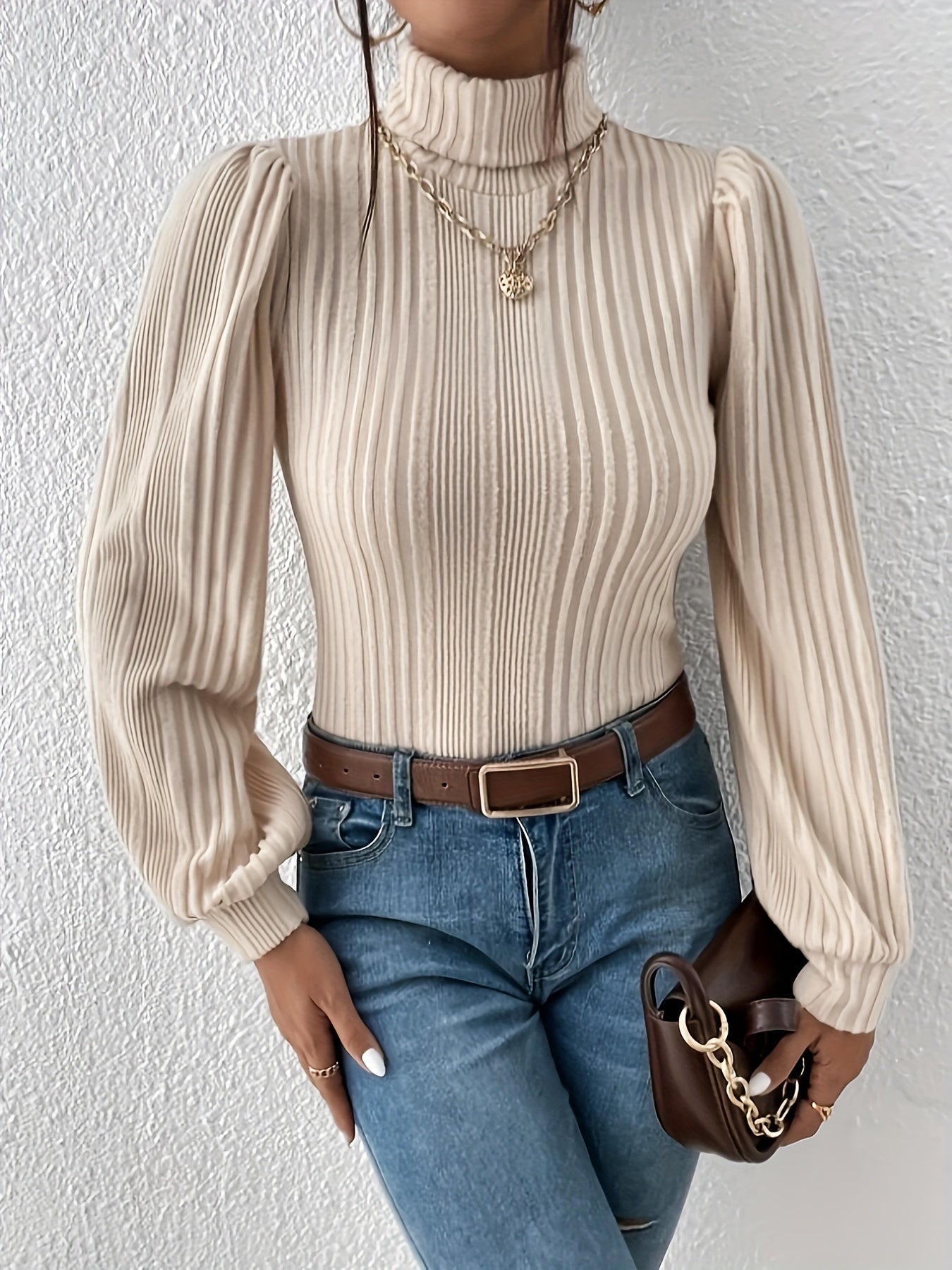 Soft Cream Women's Cable Knit Turtleneck Sweater - BritishElegance