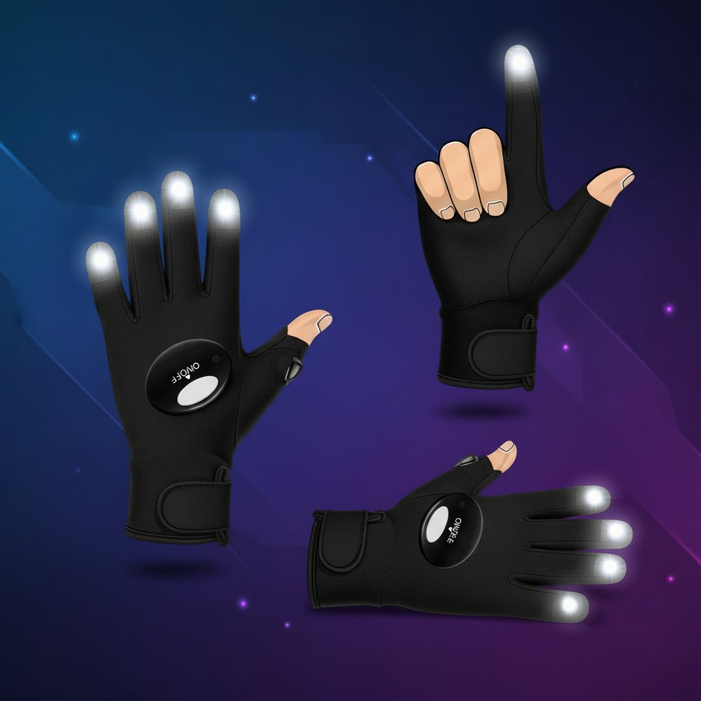 Rechargeable LED Work Gloves with Battery Pack
