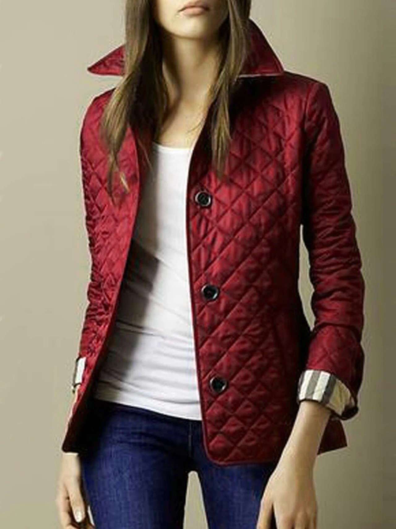 Ladies Padded Coat with Classic Collar