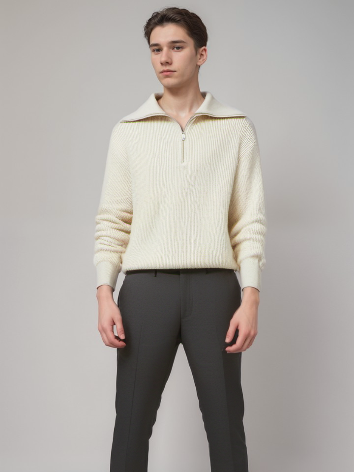 Warm Winter Crew Neck Striped Sweater for Men