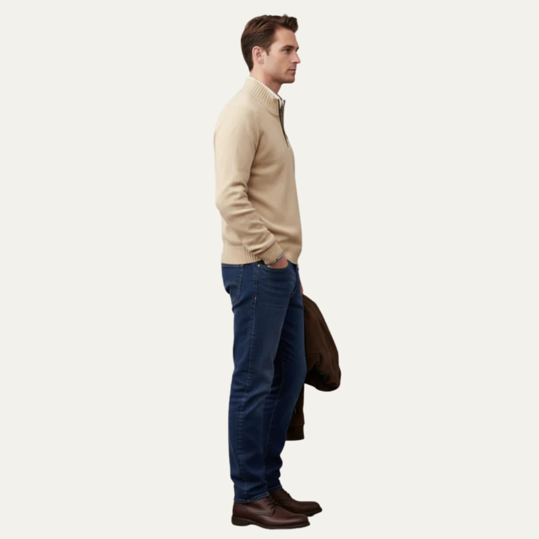 VogeLuxe | Men’s High Collar Quarter Zip Knit Sweater
