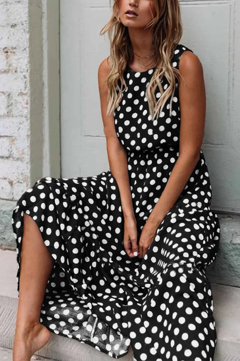 Casual Loose Fit Polka Dot Sundress for Women