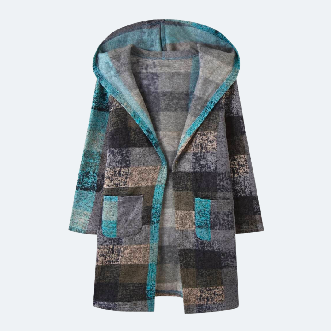 Warm Cozy Plaid Hooded Cardigan for Women
