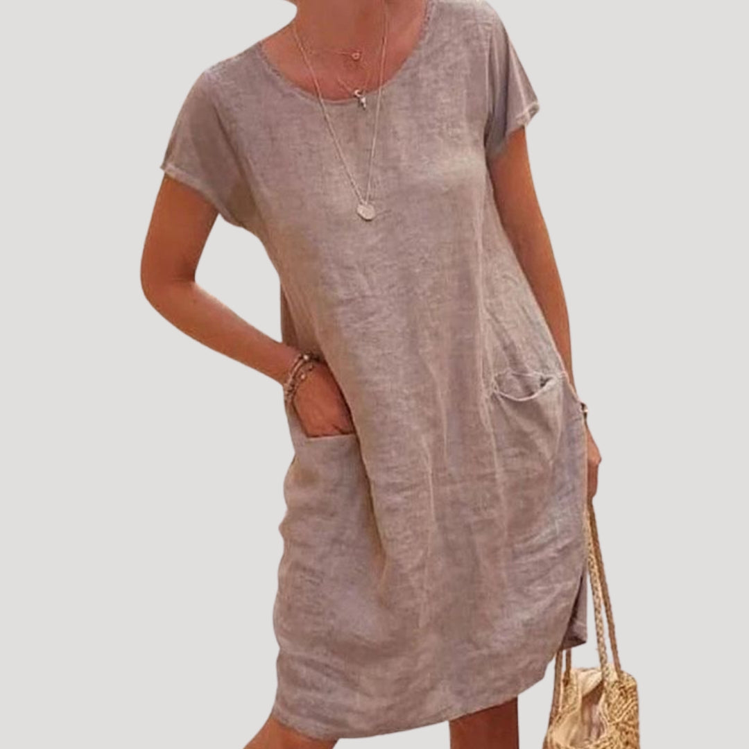 Comfortable Short Sleeve Summer Midi Dress for Women