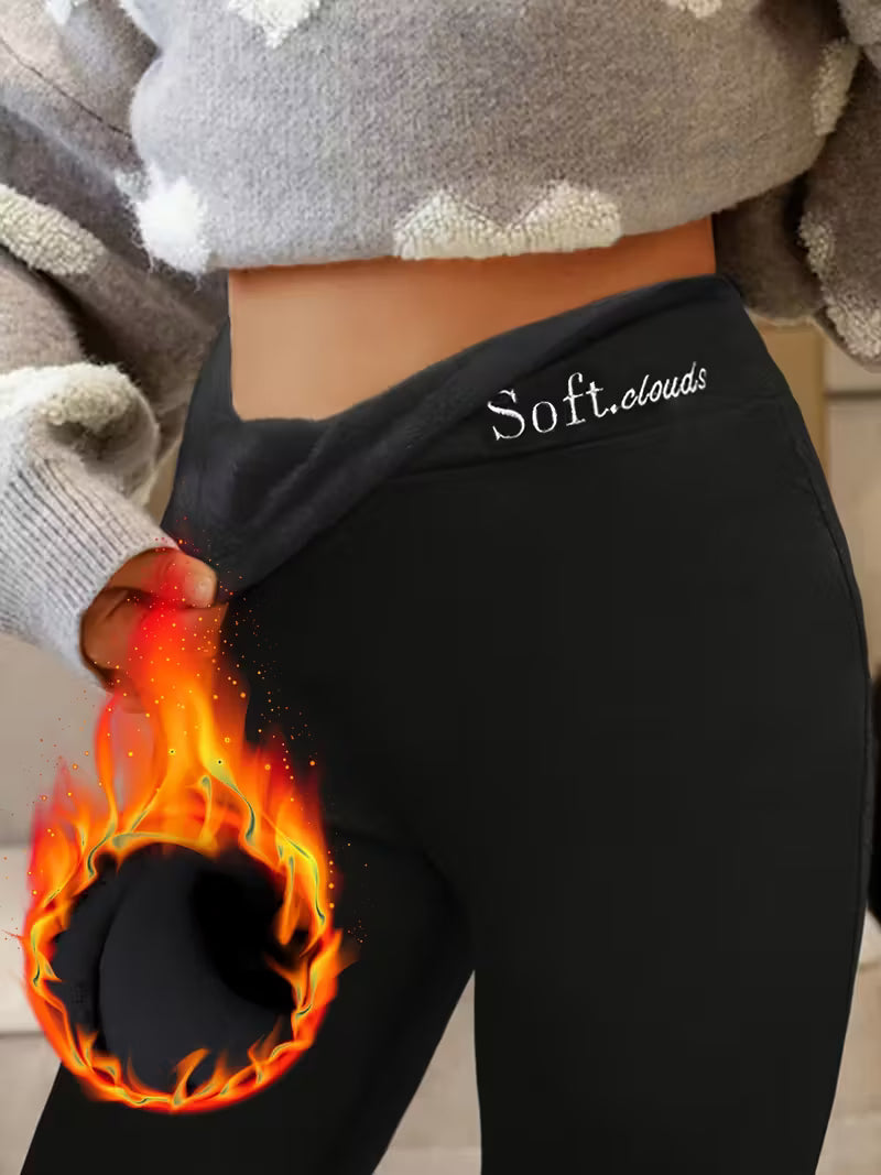 Soft High Waisted Thermal Leggings Warm Fleece Lined