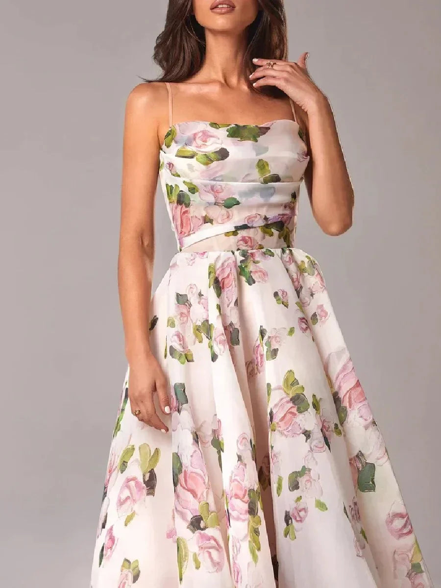 Ladies' Stylish Floral Long Dress with Slimming Fit