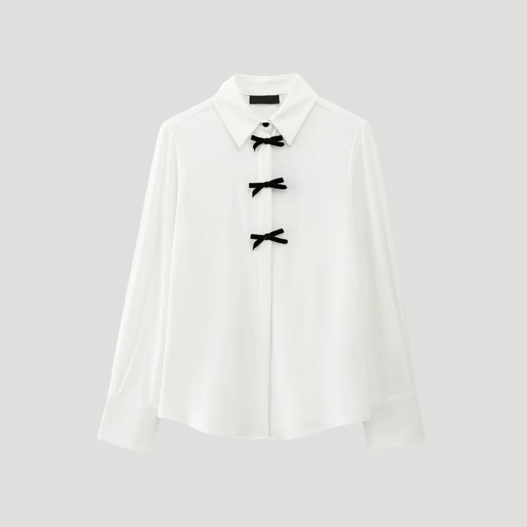 Ladies Floral Ruffle Blouse - Long Sleeve Silk Top