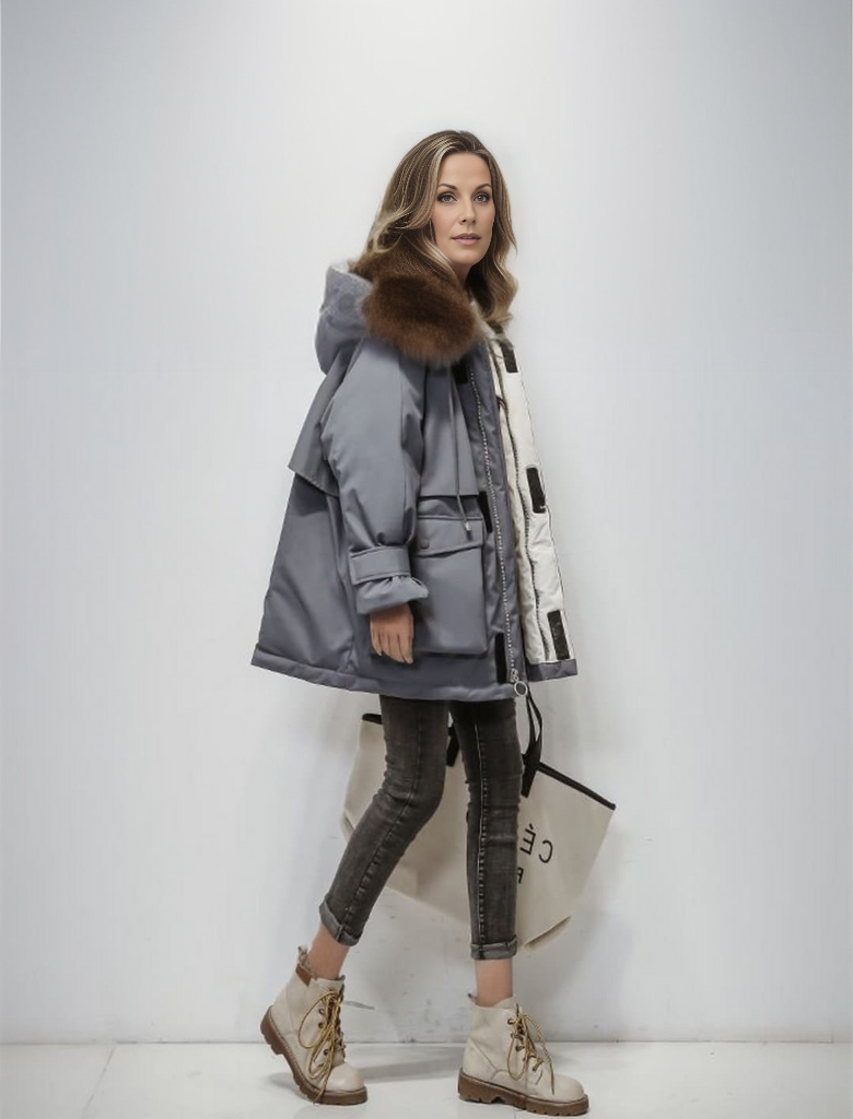Warm Waterproof Women's Parka with Faux Fur Coat