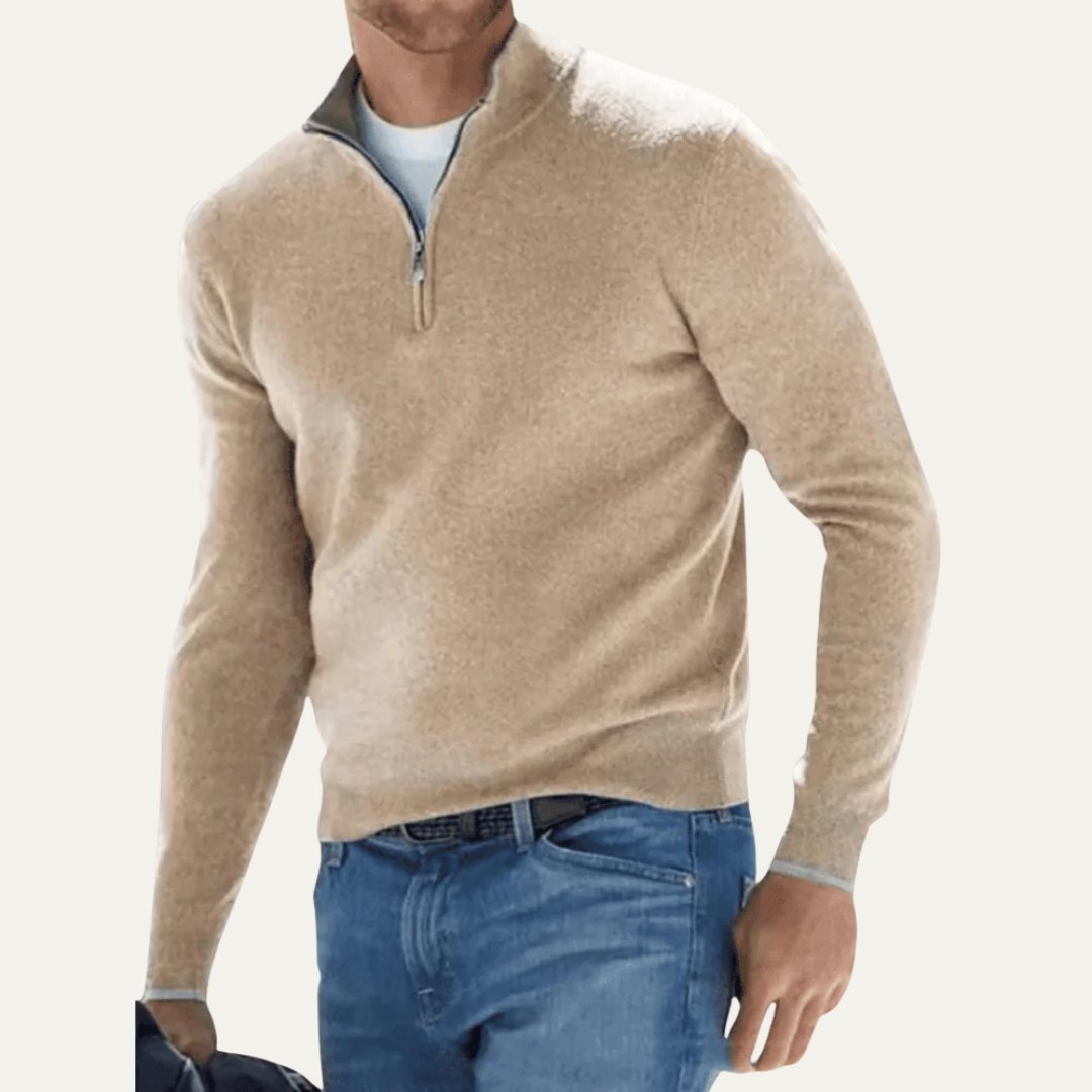 VogeLuxe | Men’s Minimalist Quarter Zip Long Sleeve Pullover