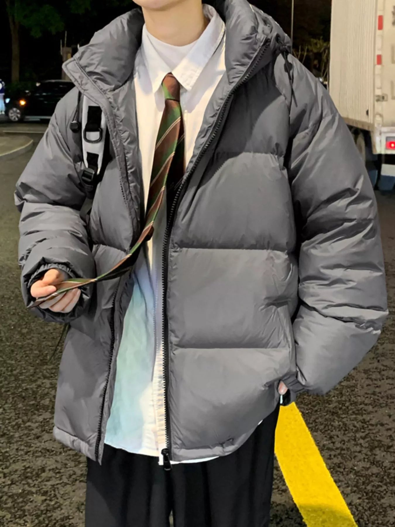 Large Size Men's Insulated Hooded Parka Jacket