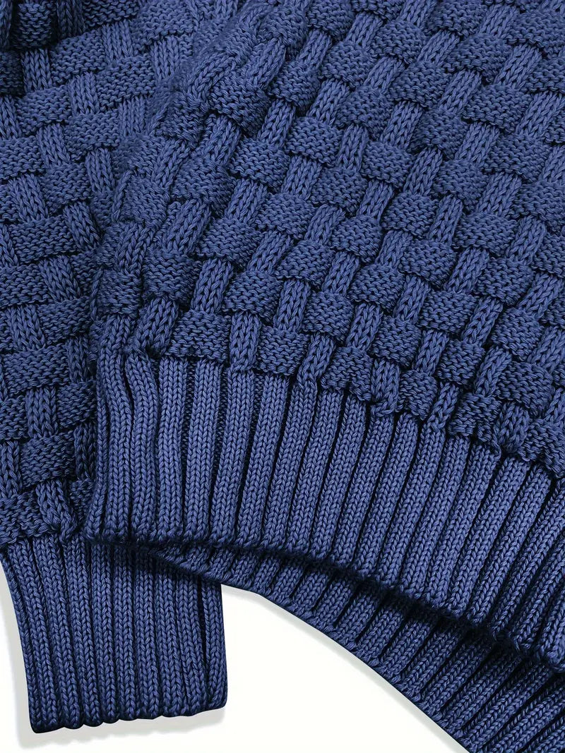 VogeLuxe | Men’s Shawl Collar Textured Knit Pullover Sweater