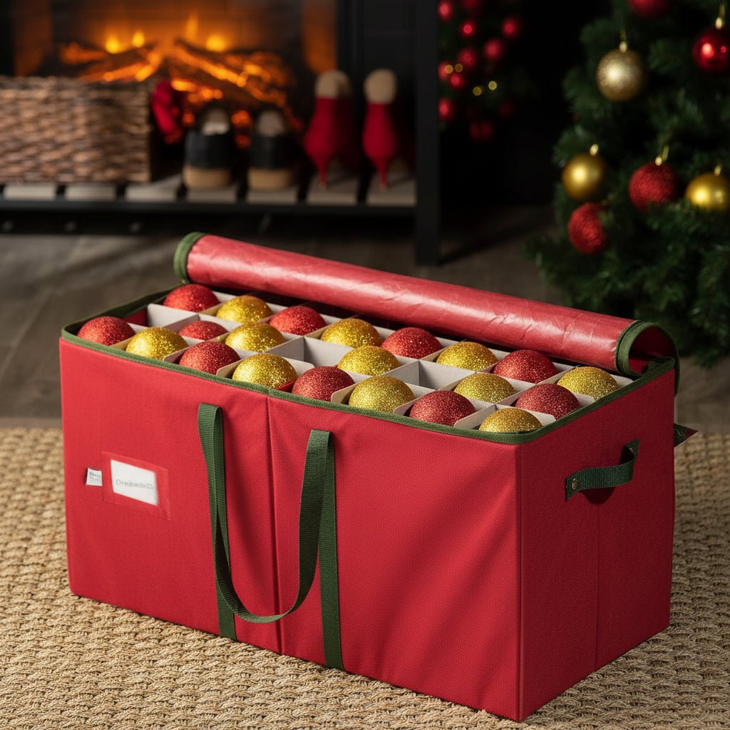 Holiday Decoration Storage Container Big Fabric Red Chest