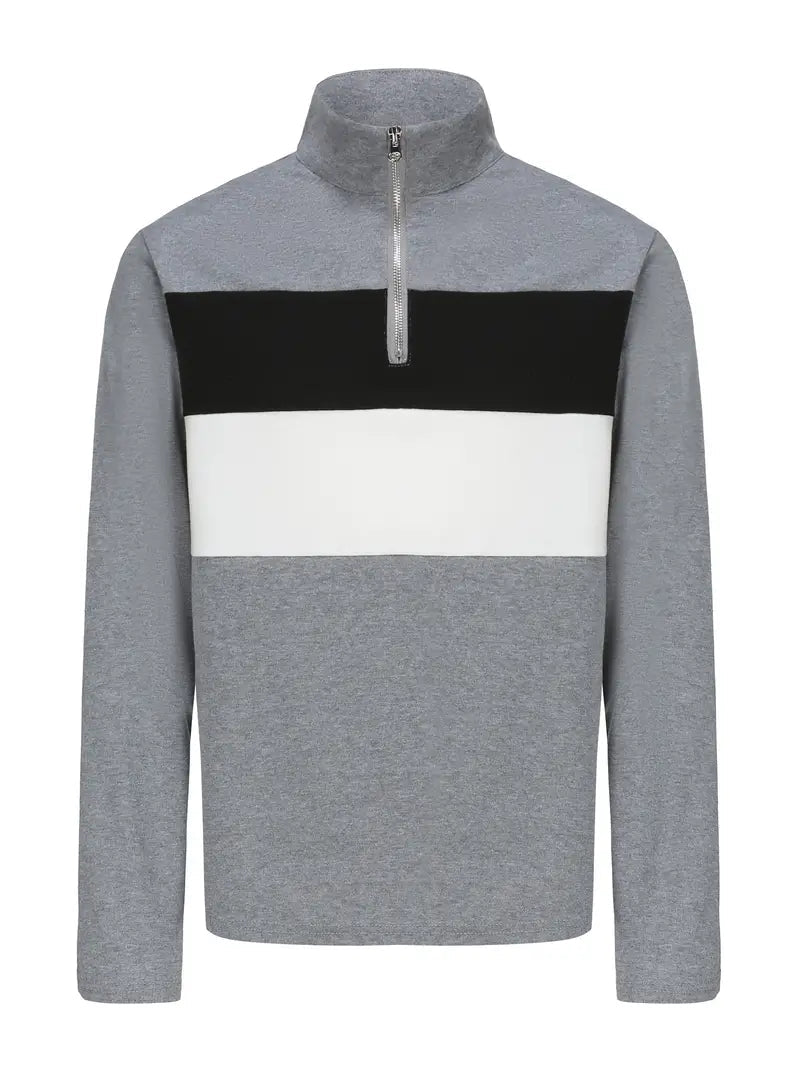 Warm Mens Navy Knit Zip Up Sweater