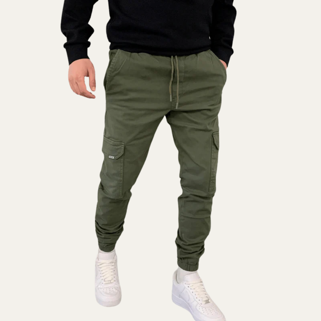 VogeLuxe | Men’s Tapered Cargo Jogger Pants with Flap Thigh Pockets