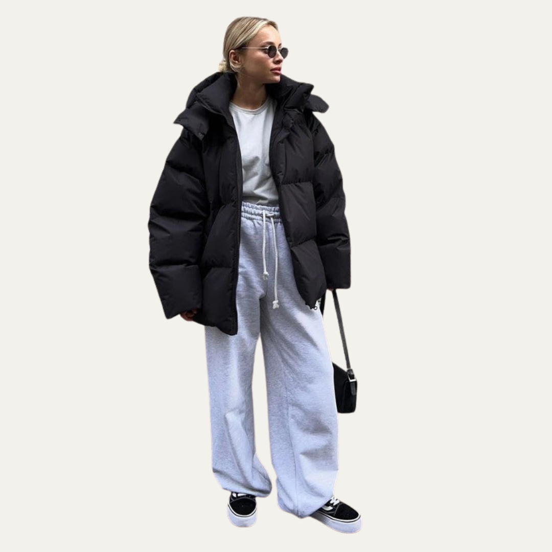 VogeLuxe | Women’s Oversized High-Neck Cropped Puffer Jacket
