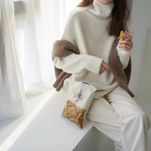 Warm Winter Crew Neck Wool Sweater for Women