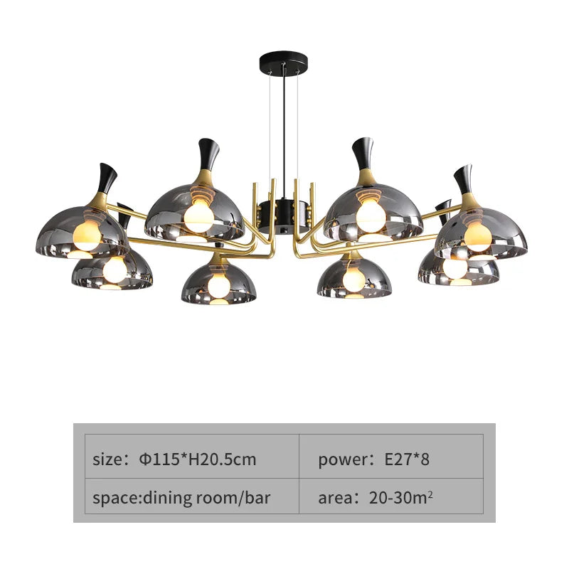 Elegant Black Glass LED Chandelier