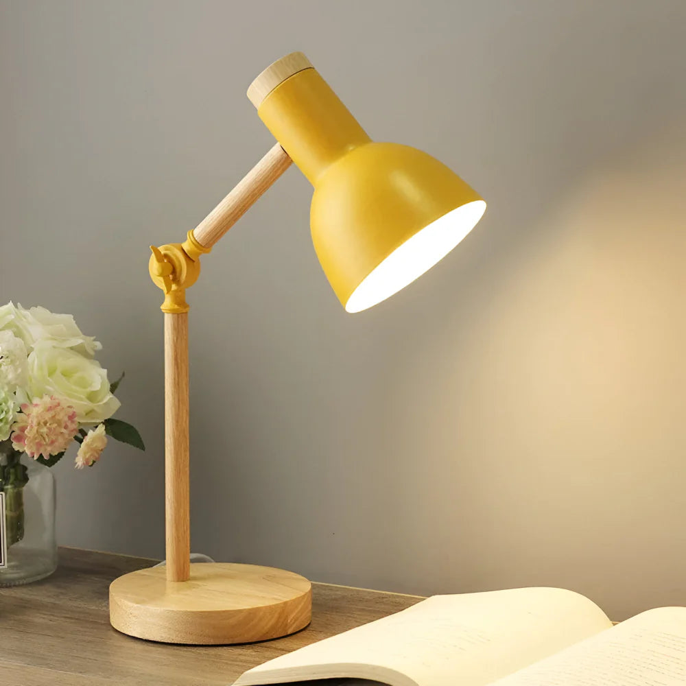 Natural Wooden Desk Lamp Adjustable Table Lighting
