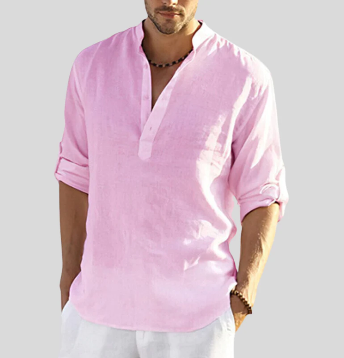 Classic Linen Shirt for Men Lightweight and Breathable