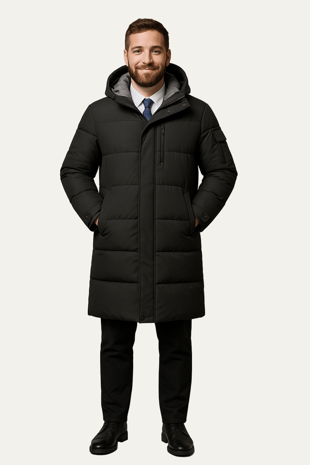 Ashford | Ewan – Men’s Insulated Water-Resistant Long Jacket with Hood 1