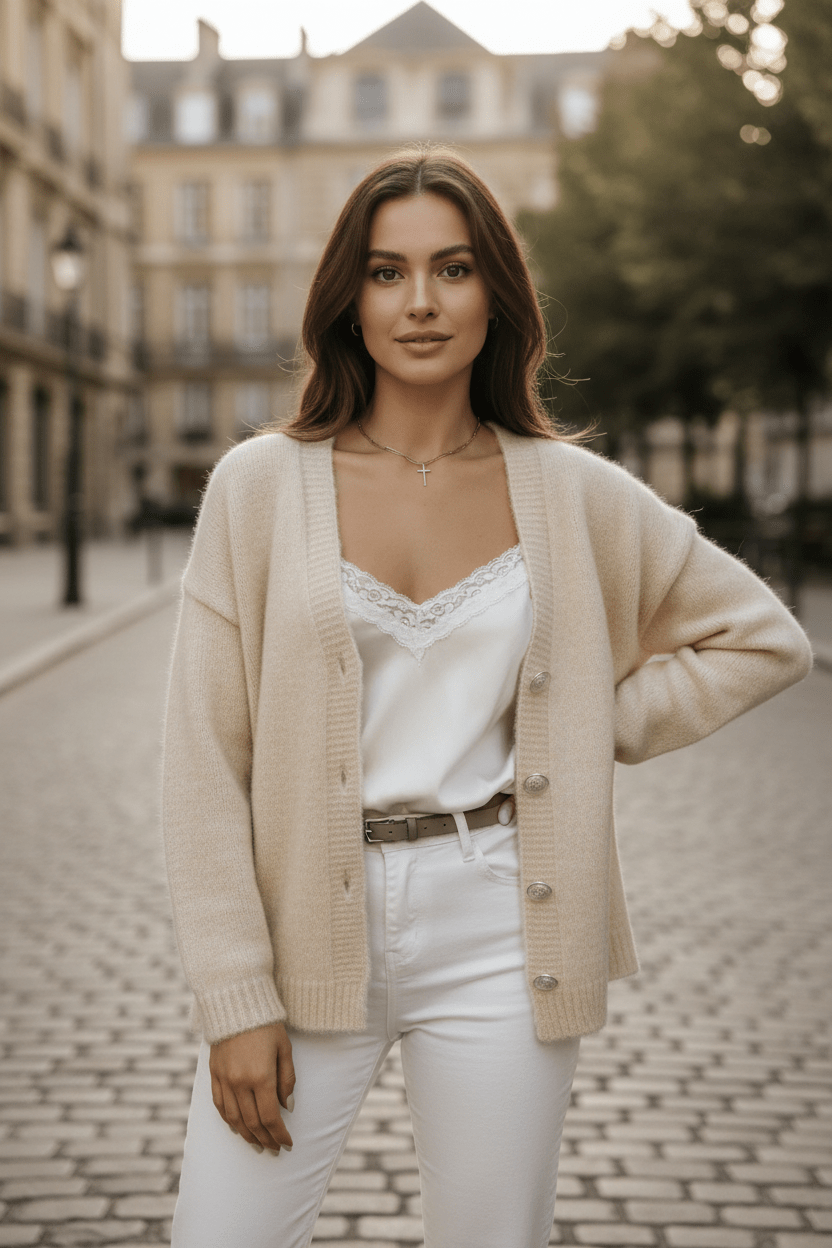 Ashford | Tiril – Women’s Oversized Wool Knit V-Neck Cardigan with Button Front 5