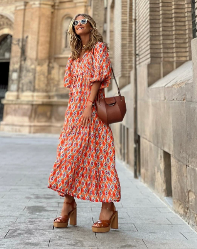 Beautiful Floral Knee Length Party Dress