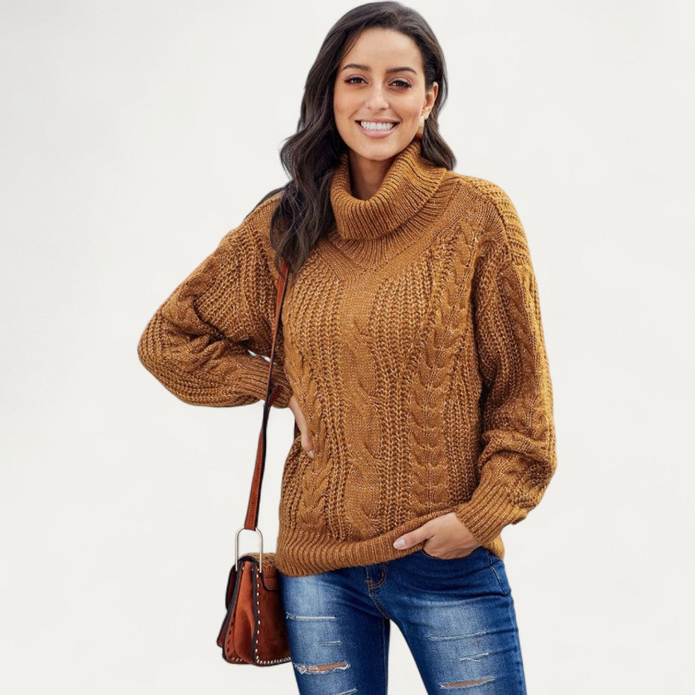 Cable Knit Turtleneck Jumper for Women 2