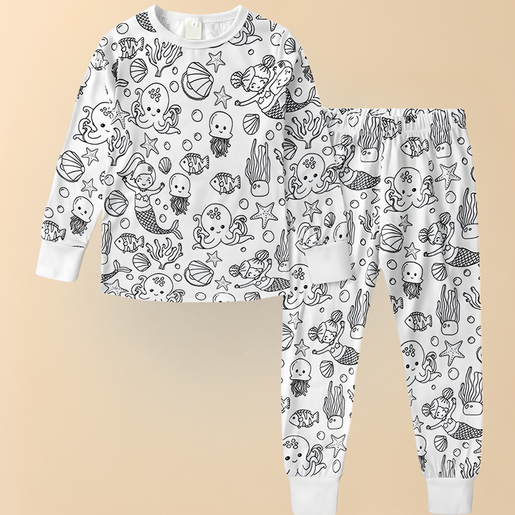 Fun Christmas Kids Sleepwear Coloring Pajamas Set