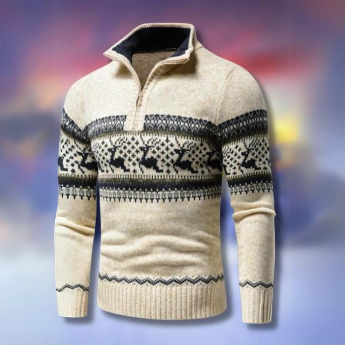Classic Men's Patterned Half Zip Sweater
