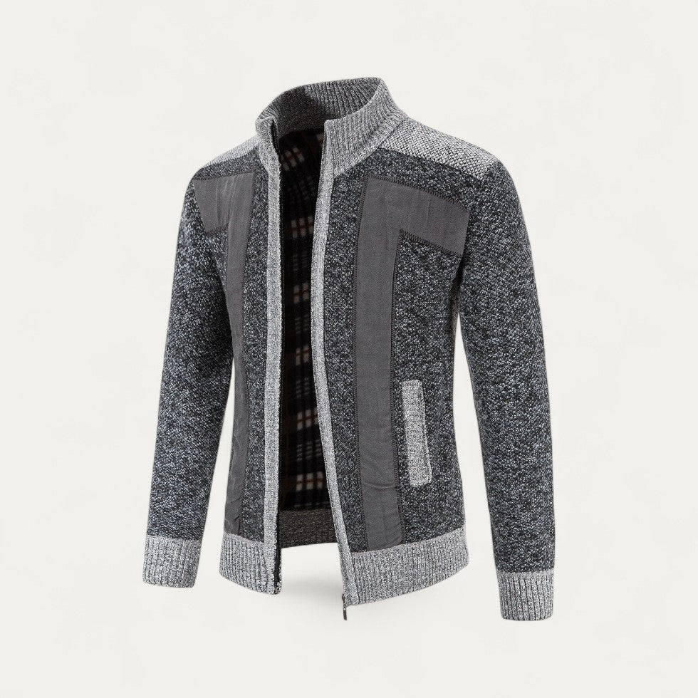 Cotton Blend Knitted Zip Up Cardigan Jacket for Men 3